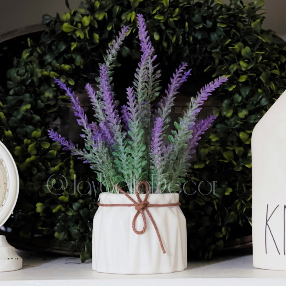 Faux Lavender Floral Arrangement in Pot4 Rae Dunn